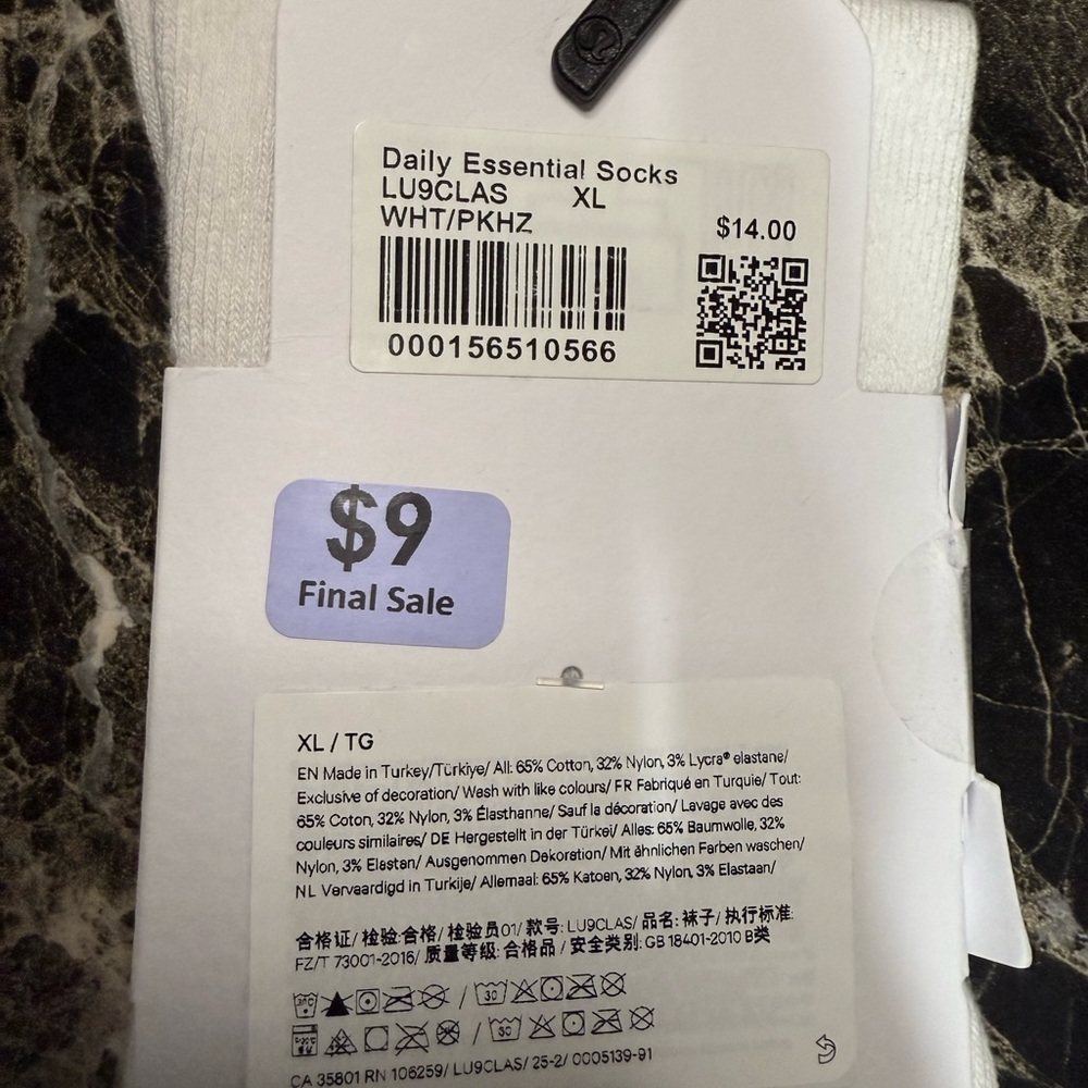 lululemon athletica White and Pink Socks- XL - Picture 3 of 3